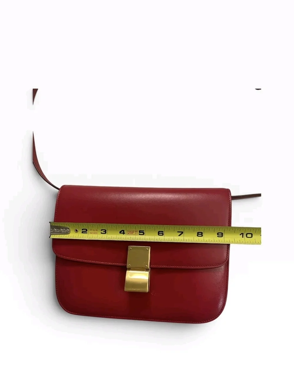 Celine Red Shoulder/crossbody Box Bag with Gold Lock